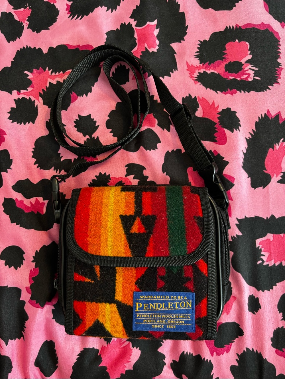 Pendleton Red & Orange Wool Crossbody CD PLAYER Bag